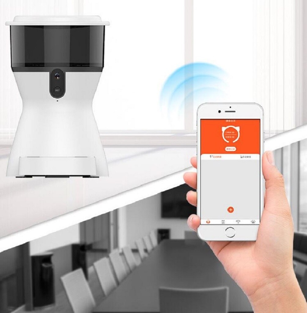Fashion Smart Automatic Feeder Dogs Cat Food Rechargable Video Monitor Automatic Pet Feeder 4L Wifi Remote Control Pet Feeder
