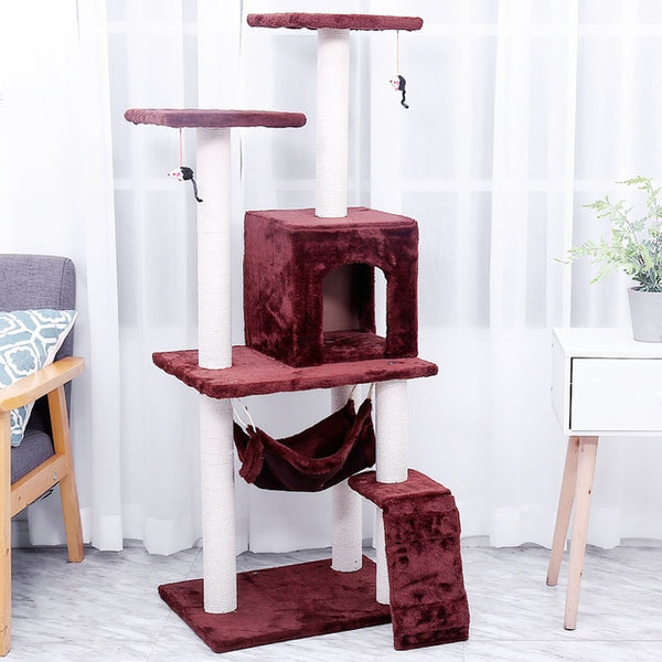 Pet Supplies Cat Toy Climbing Frame Cat Scratch Board Tree Nest Hammock 23S Cat Tunnel Tower Velvet Good Quality cage