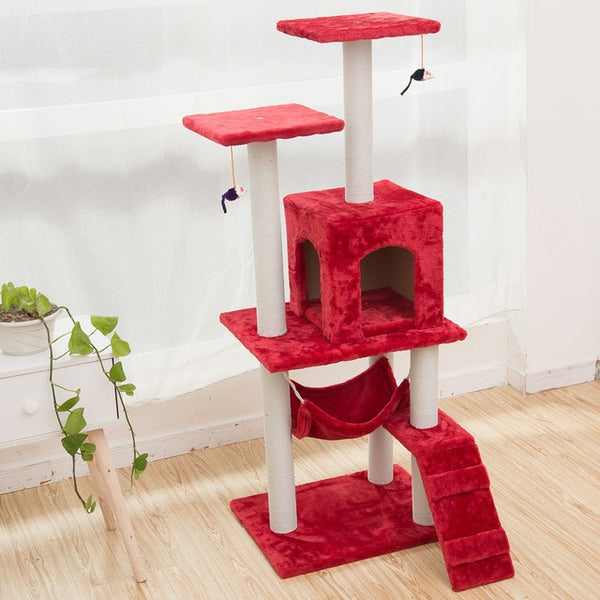 Pet Supplies Cat Toy Climbing Frame Cat Scratch Board Tree Nest Hammock 23S Cat Tunnel Tower Velvet Good Quality cage