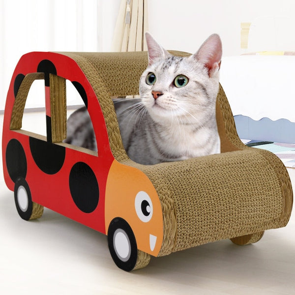 Corrugated cat tree hole car school bus seven star ladybug beetle cat grab board cat scratcher tunnel cat toys interactive